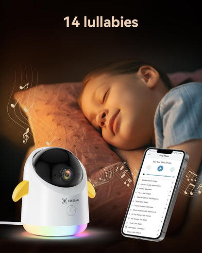COCOCAM 2K WiFi Baby Monitor 355° Pan & Night Vision