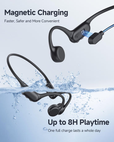 PSIER Bone Conduction Waterproof Swimming Headphones 32GB MP3, 8‑Hour Bluetooth