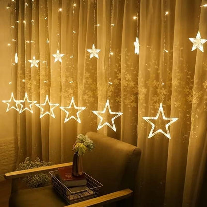 Garlocht LED Star Curtain Lights 138LED 8 Modes USB Warm White