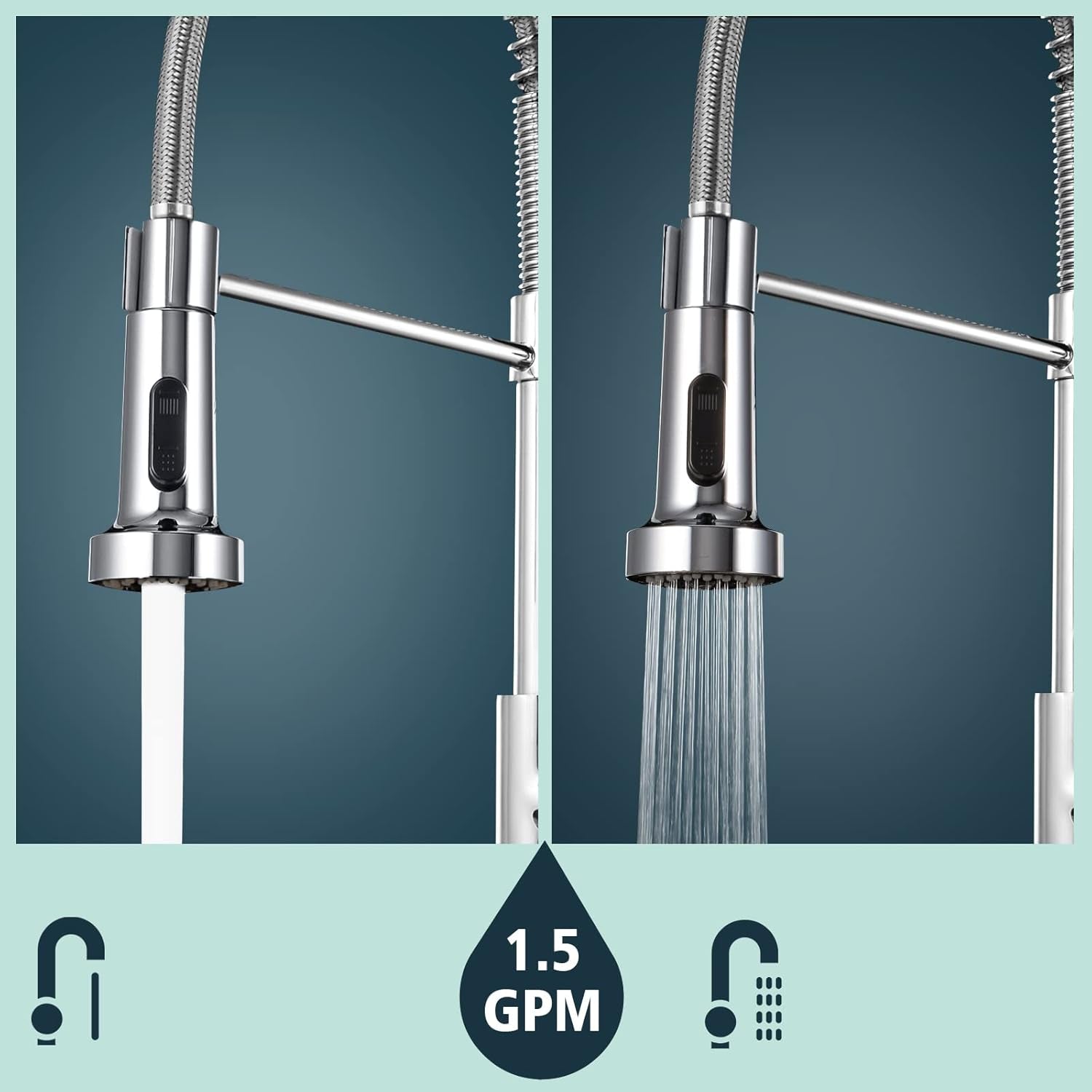 FORIOUS High Arc Kitchen Faucet with 360° Swivel Pull‑Down Sprayer