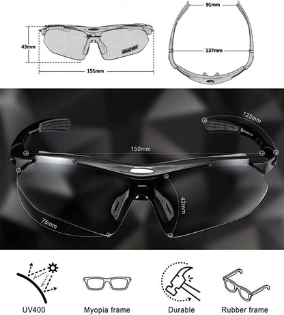 ROCKBROS Men's Polarized Cycling Goggles with 5 Interchangeable UV400 Lenses