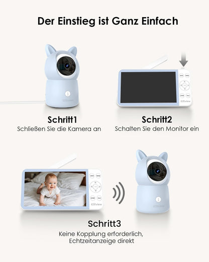 CZEview BM6 2K Baby Monitor with 4X Zoom, 5.5" HD WiFi Display, Night Vision, 2‑Way Talk & Colourful Night Light