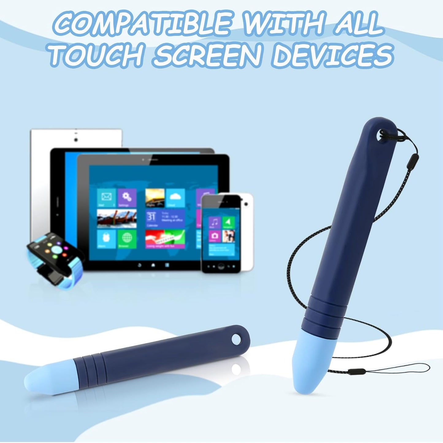 Kid-Friendly Stylus Pens with Anti-Loss Lanyard for Touchscreen – Blue