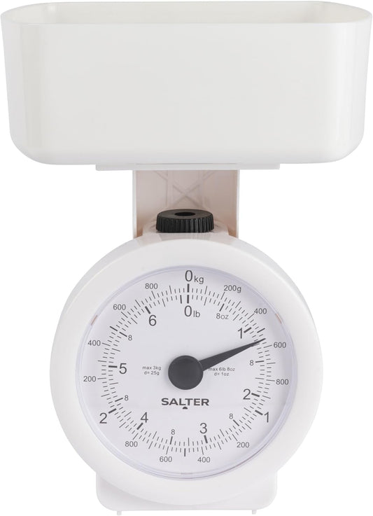 Salter Mechanical Kitchen Scale 6.6 Lbs with Dishwasher Safe Bowl