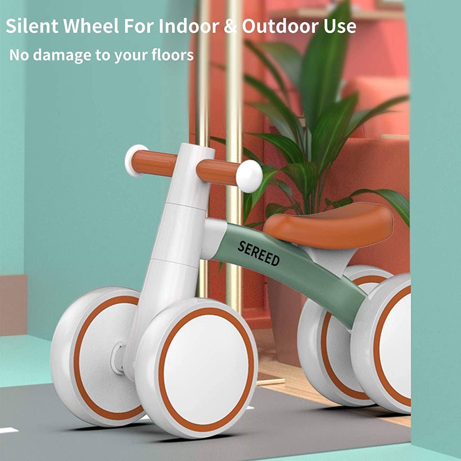 SEREED Kids Green Balance Bike 4-Wheel Toddler Ride-On