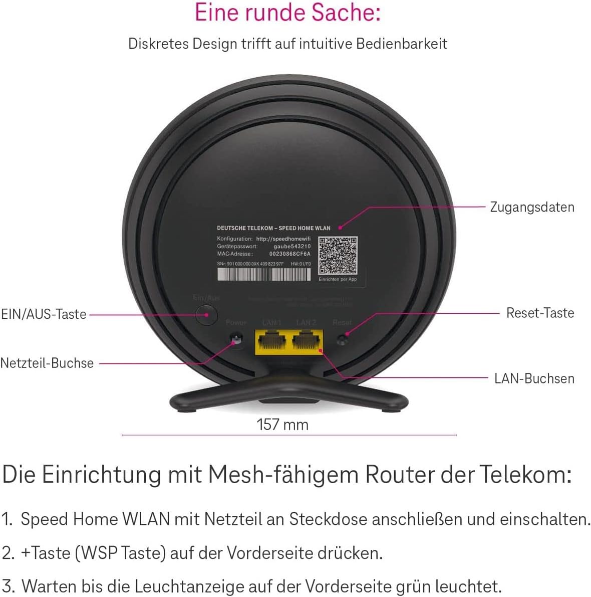 Telekom Speed Home Wi-Fi 6 Mesh Repeater – Black Dual-Band