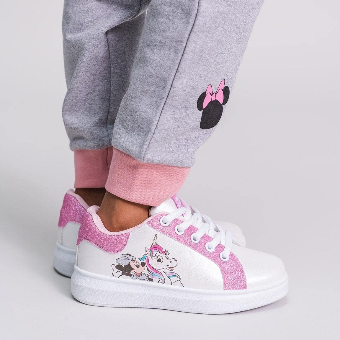 CERDÁ Minnie Mouse White Glitter Kids Trainers – Sporty EU 29