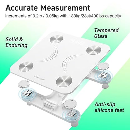 INSMART 400 lb Bluetooth Smart Scale with 17 Body Composition Metrics