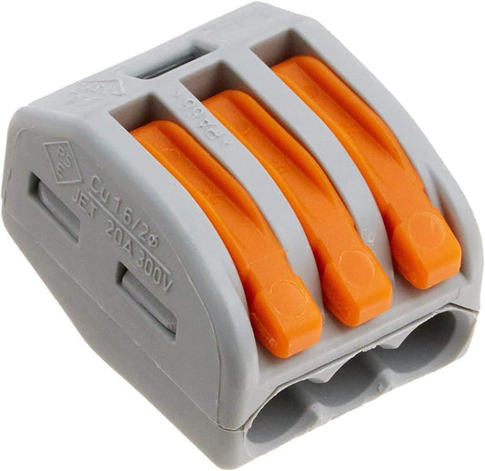 Wago 222-413 Lever-Nut 3-Conductor Compact Connector Pack of 10