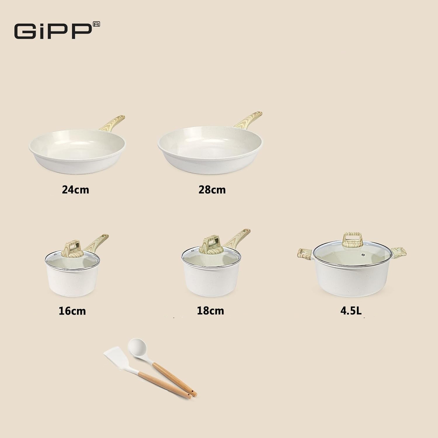 GiPP 17-Piece Nonstick Cookware Set with Aluminum Pans