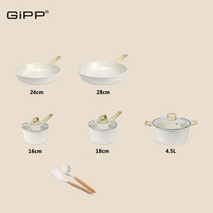 GiPP 17-Piece Nonstick Cookware Set with Aluminum Pans