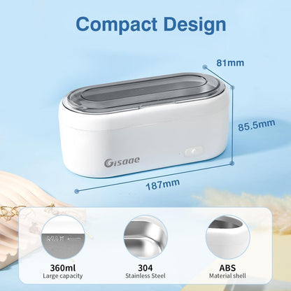 Gisaae 360ml Ultrasonic Cleaner Machine 47KHz High Frequency for Dental Jewellery