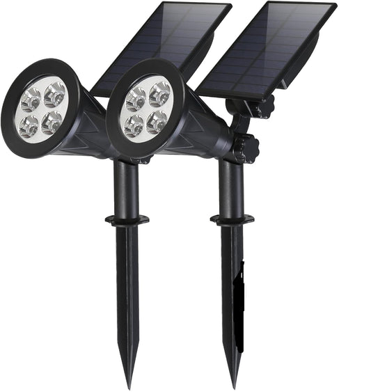 YAJETSKO Waterproof Solar Spotlight Set Warm White Adjustable Angle 2-Pack