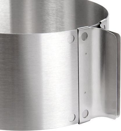 wenco Cake Ring Adjustable 16-30 cm, 8 cm High Stainless Steel Cake Ring, Baking Accessories for Cakes, Heat Resistant up to 180 °C, Rustproof, Silver, Dishwasher Safe