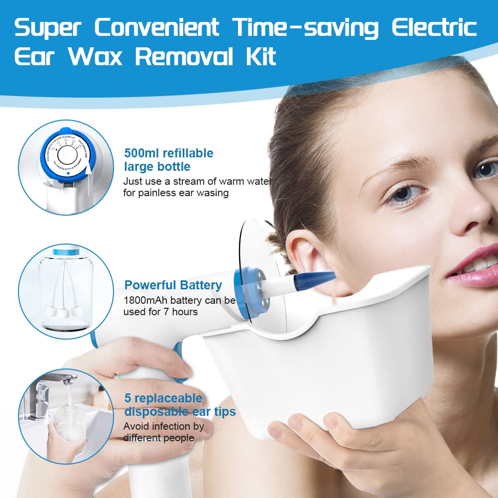 Temodu W30 Rechargeable Electric Ear Wax Removal Kit with Irrigation System and Disposable Tips