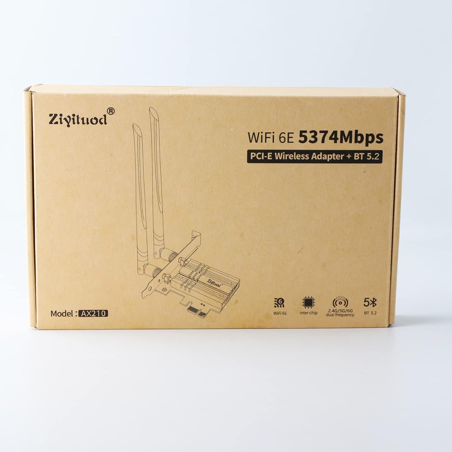 Ziyituod WiFi 6E AX210 PCIe Card with Bluetooth 5.2 Tri‑Band 5400Mbps