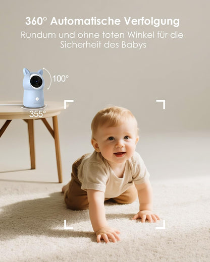 CZEview BM6 2K Baby Monitor with 4X Zoom, 5.5" HD WiFi Display, Night Vision, 2‑Way Talk & Colourful Night Light