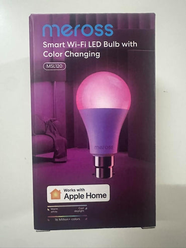 Meross Smart Multicolor B22 LED Bulb – Dimmable Wi‑Fi Light for HomeKit, Alexa & Google