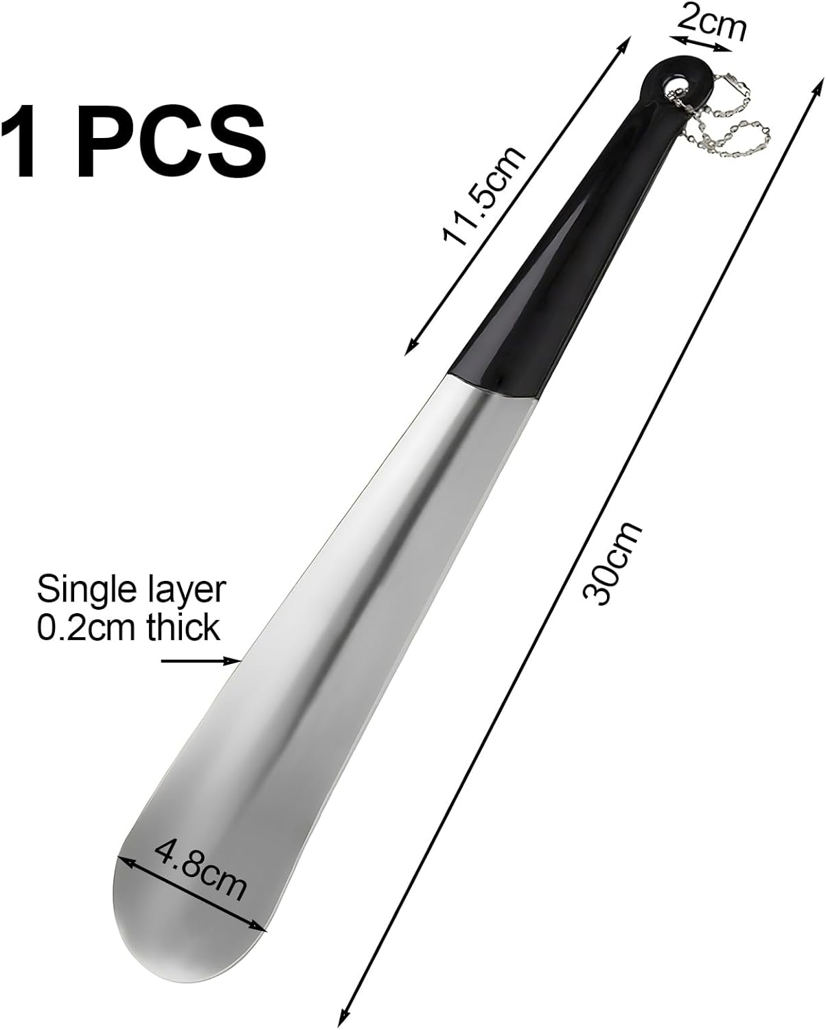 CDRPD Stainless Steel Long Shoehorn with Rubber Grip and Rope