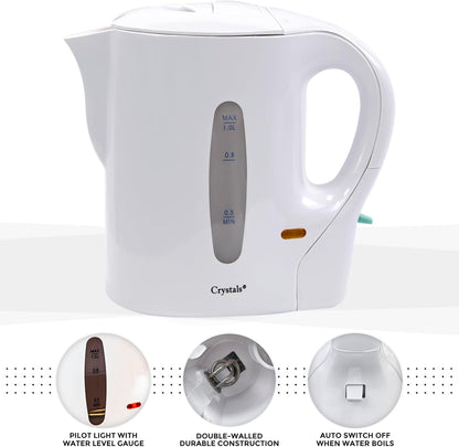 Crystals Cordless 1L Electric Kettle – Lightweight Portable Boiling Solution