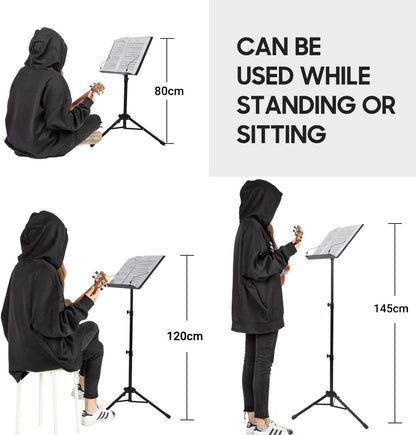 CAHAYA Metal Portable Sheet Music Stand with Bag and Folder