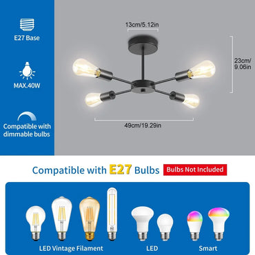 ANWIO Black 4-Way Sputnik Ceiling Light Modern Fixture - Gomix Brands Outlet