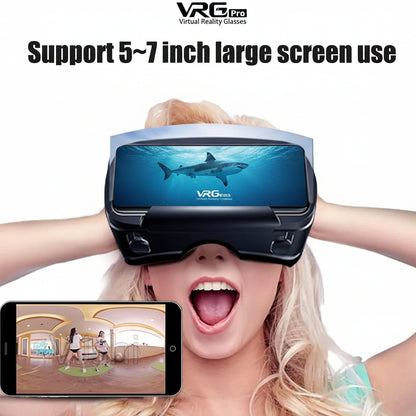 BSSJZP VR Headset with 3D Controller Adjustable HD Blu-Ray Eye Protection for 5-7 Inch Smartphones Android
