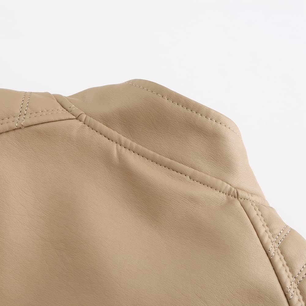 Women's Faux Leather Moto Jacket with Stand-Up Collar, Metal Details