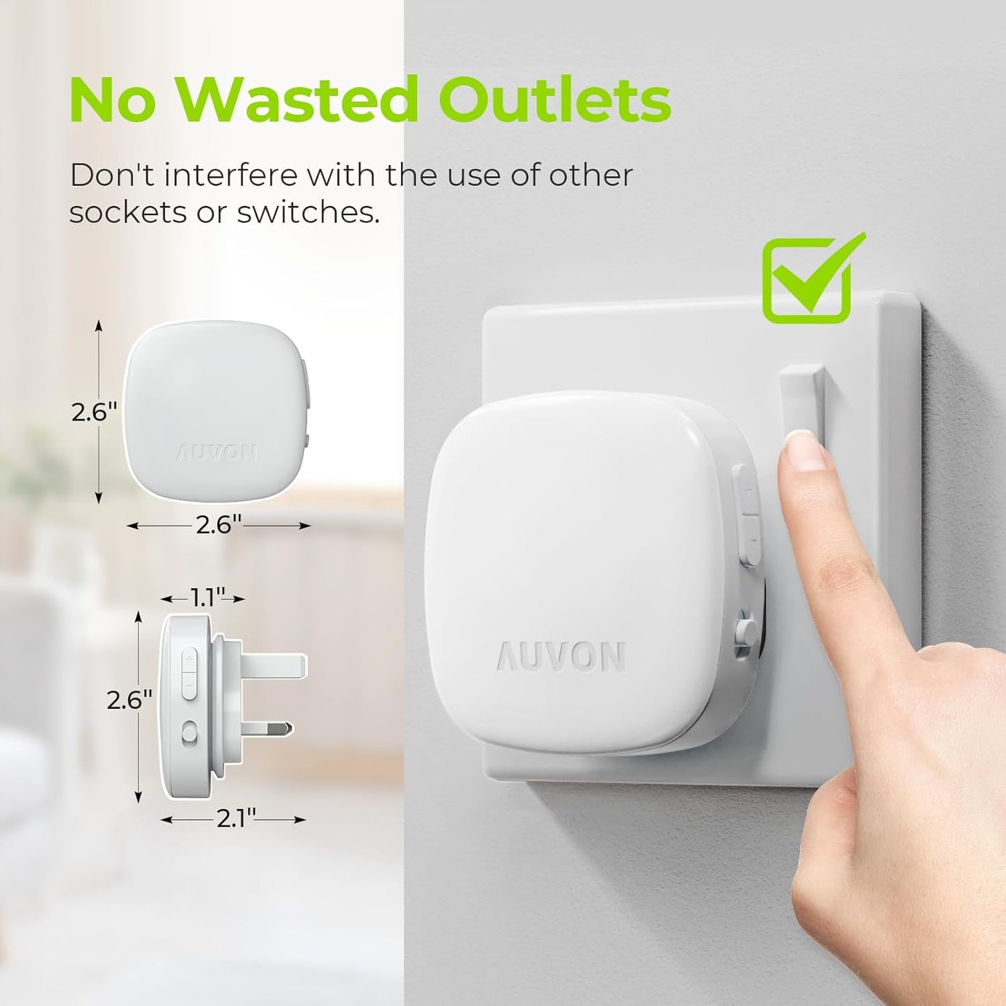 AUVON Adjustable Dimmable Night Light with Motion Sensor (2 Pack)