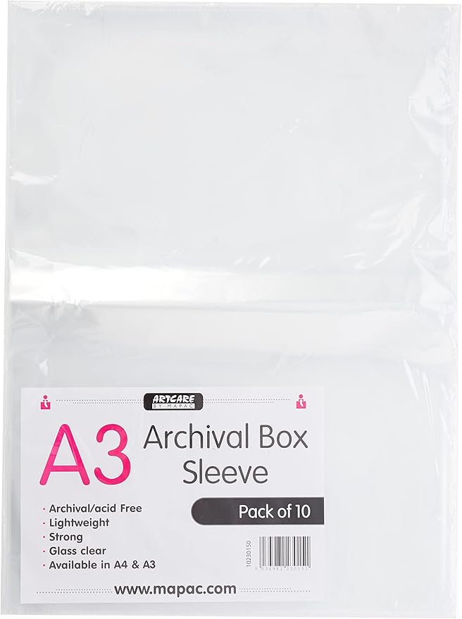 Artcare Clear A3 Archival Box Sleeves – 10 Pack Synthetic
