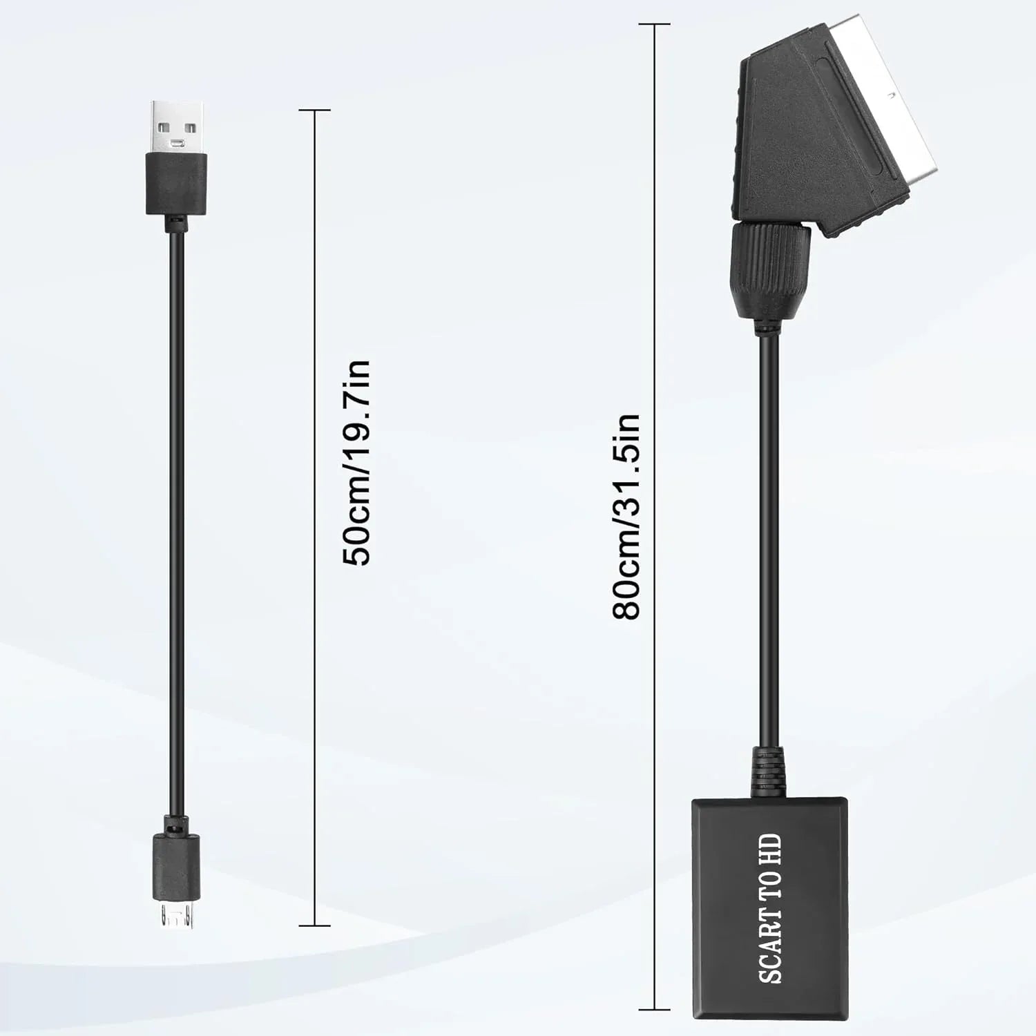 XMSJSIY SCART to HDMI Converter Cable 1080P/720P 0.7M USB Powered Adapter for CRT/VHS/DVD - Gomix Brands Outlet