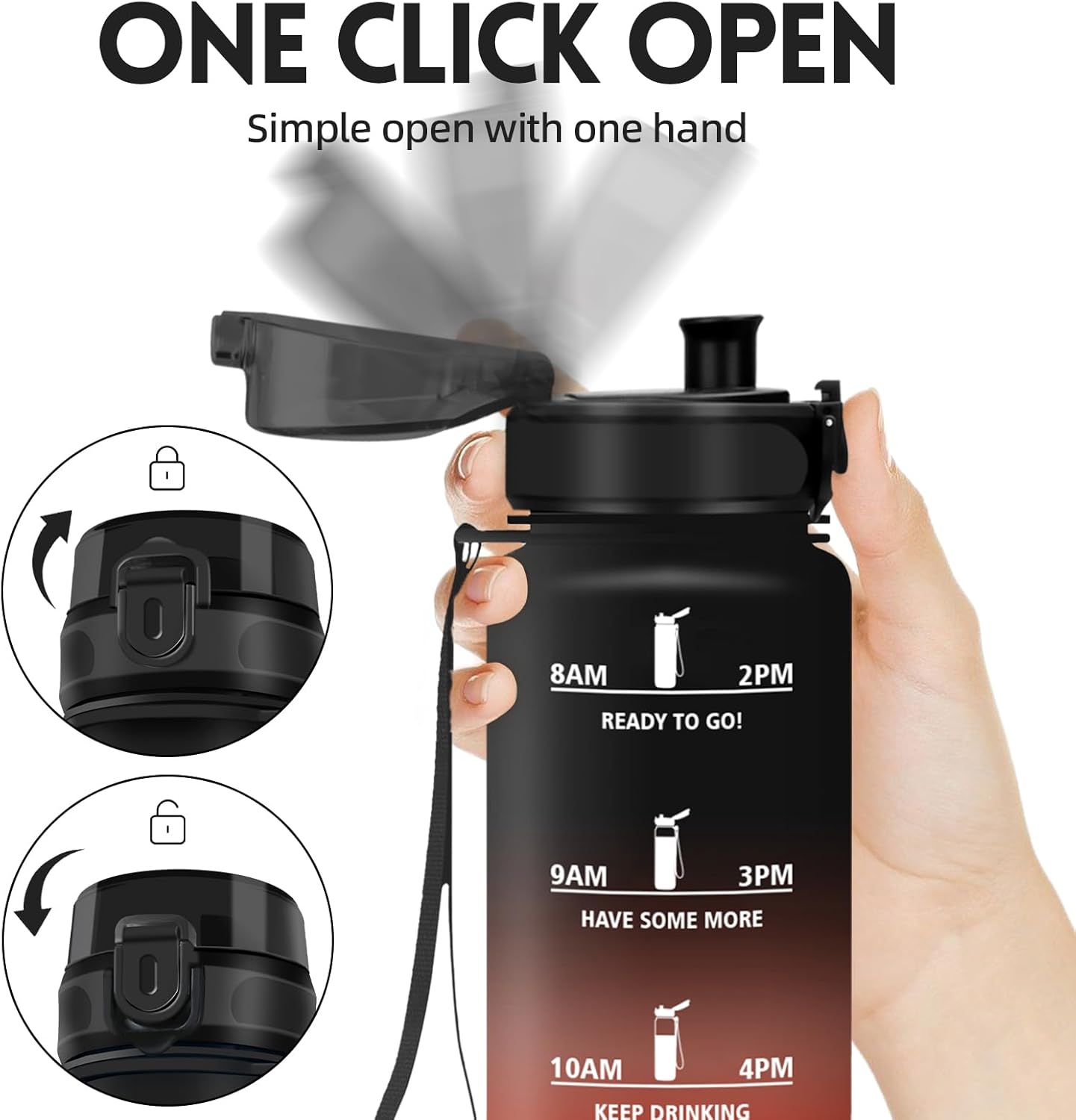 Motswedi 1000ml BPA-Free Leakproof Water Bottle with Time Markings