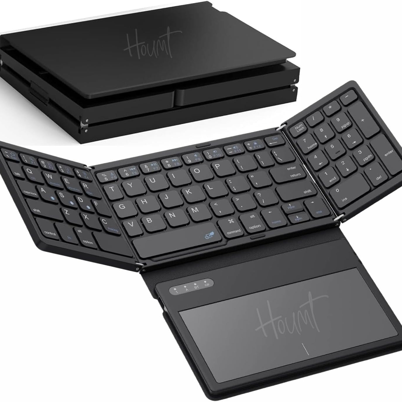 HOUMT Foldable Full-Size Bluetooth Keyboard with Touchpad & Numeric Keypad