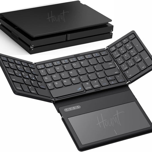 HOUMT Foldable Full-Size Bluetooth Keyboard with Touchpad & Numeric Keypad