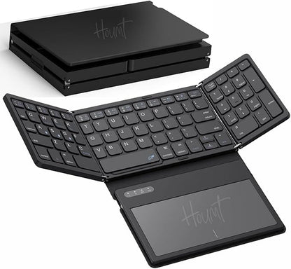 HOUMT Foldable Full-Size Bluetooth Keyboard with Touchpad & Numeric Keypad