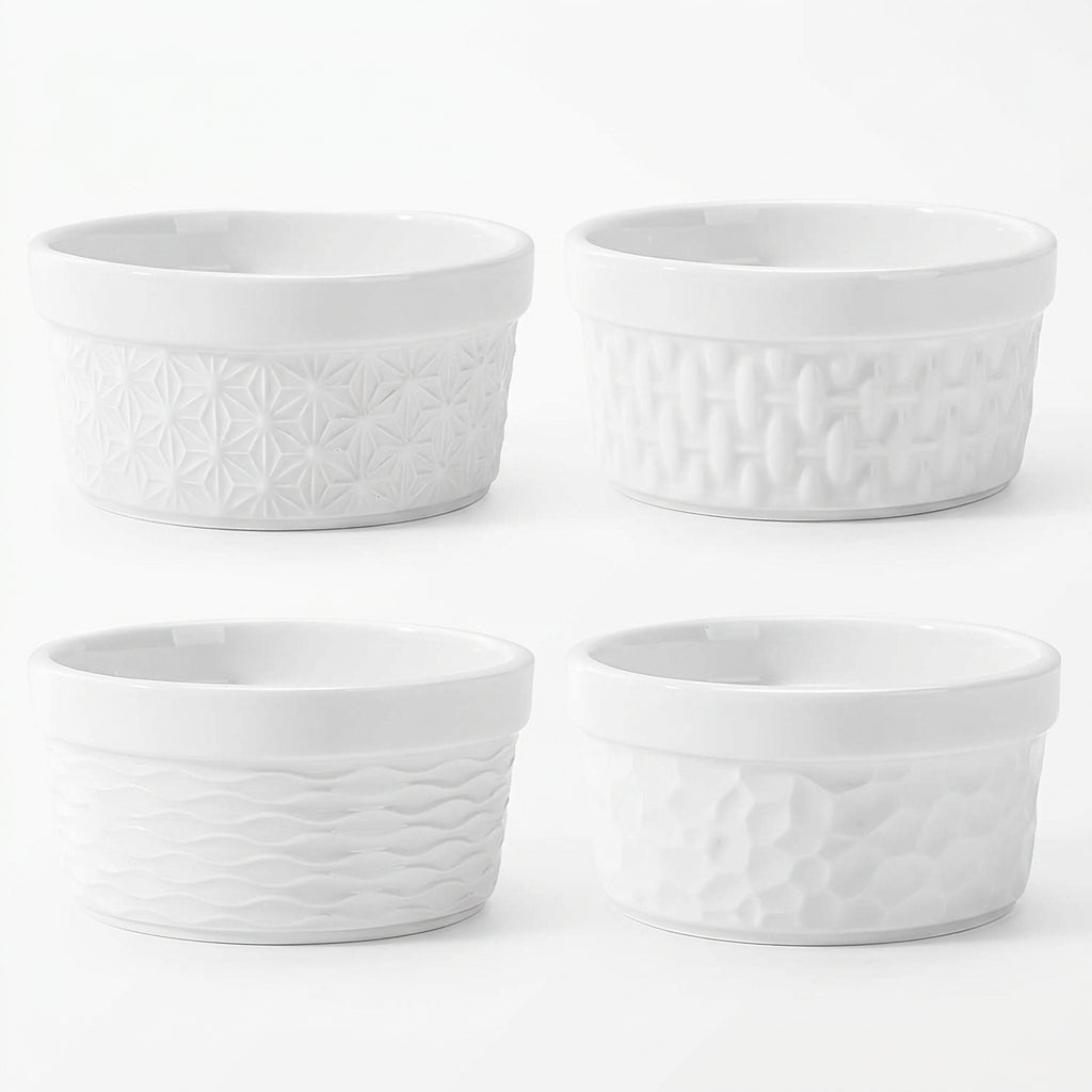 BAIFULAI Ceramic Creme Brulee Bowls Set of 4 230ml