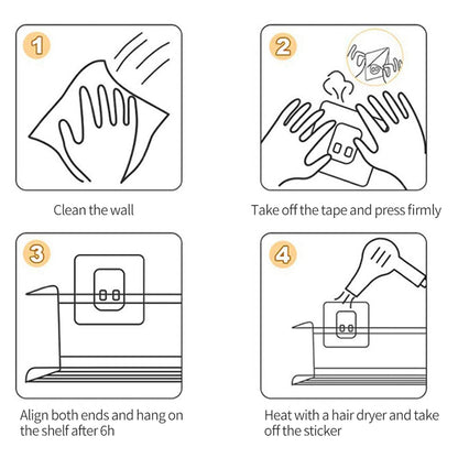 Metal Wall-Mounted Spice Rack Organizer Set - Black, 2 Pieces