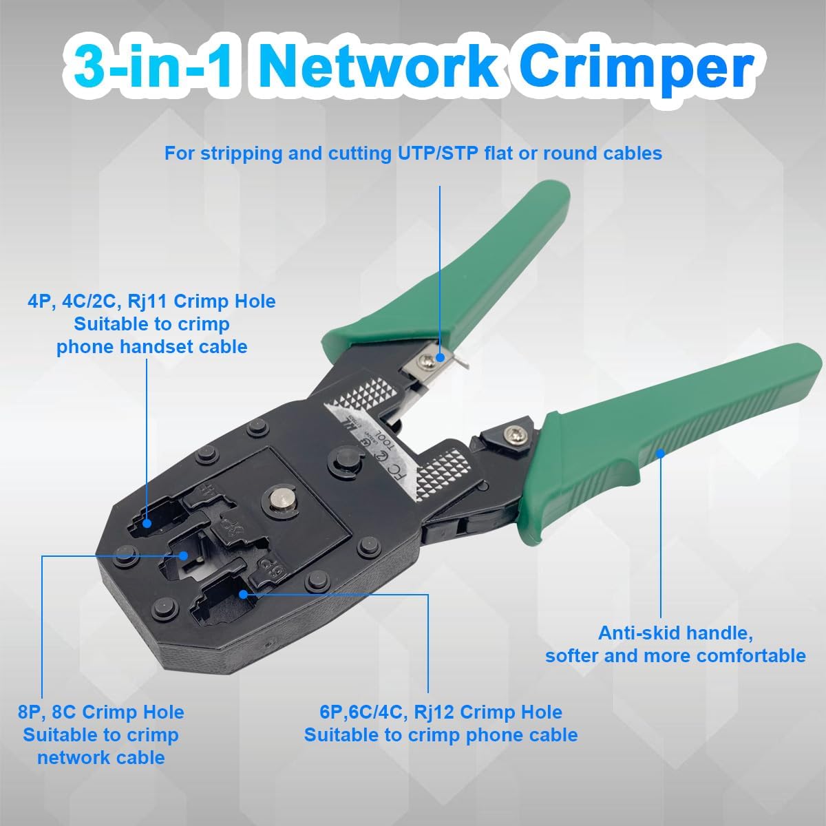 AZYAADIXX Crimping Tool Kit for RJ11 RJ12 RJ45 CAT5 CAT6