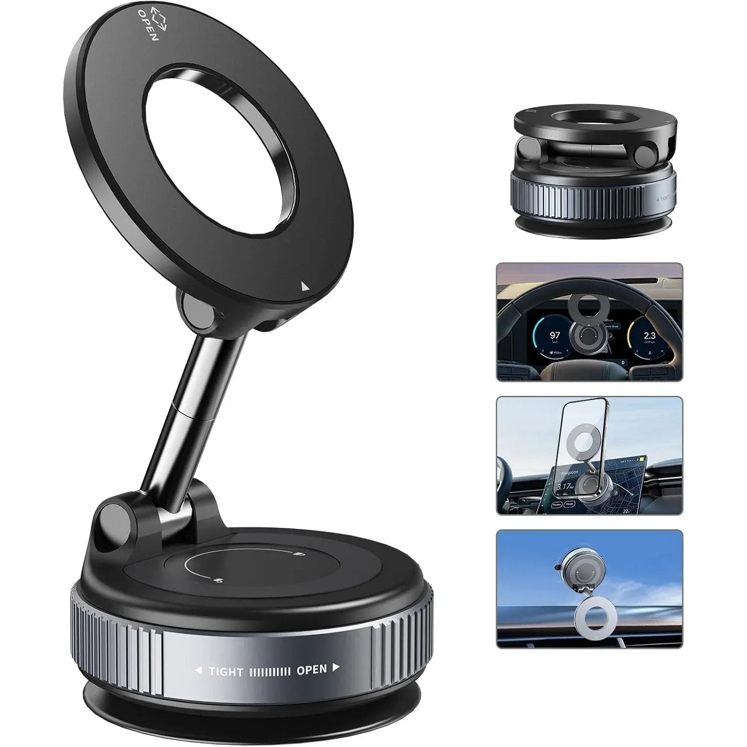 TONEOF 360° Rotatable Magnetic Car Phone Stand with Vacuum Suction - Gomix Brands Outlet