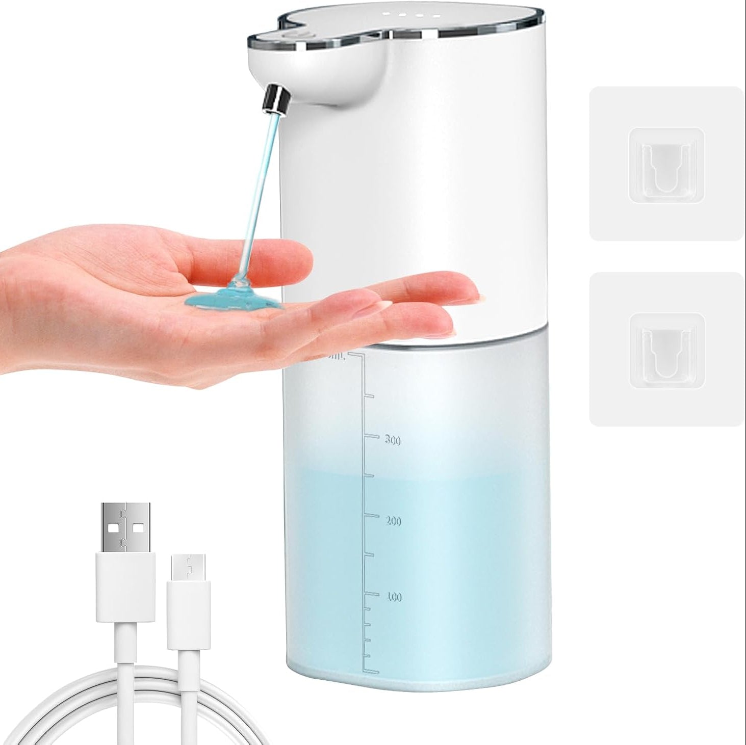 Gcstnn P9 Automatic Soap Dispenser Wall Mount 400ml USB-C Rechargeable IPX5 Waterproof White