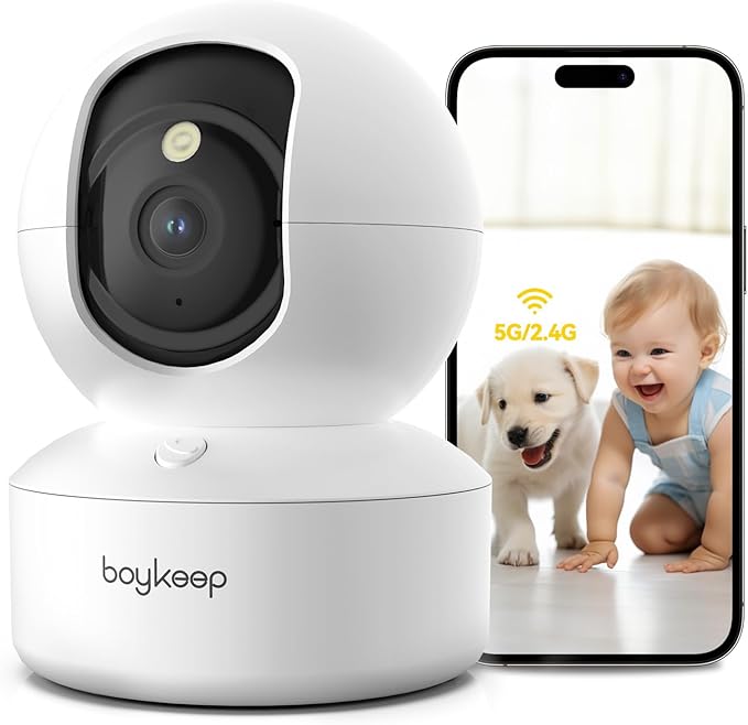 BoyKeep 2K Indoor Pet Camera, 360° Pan Tilt, Night Vision