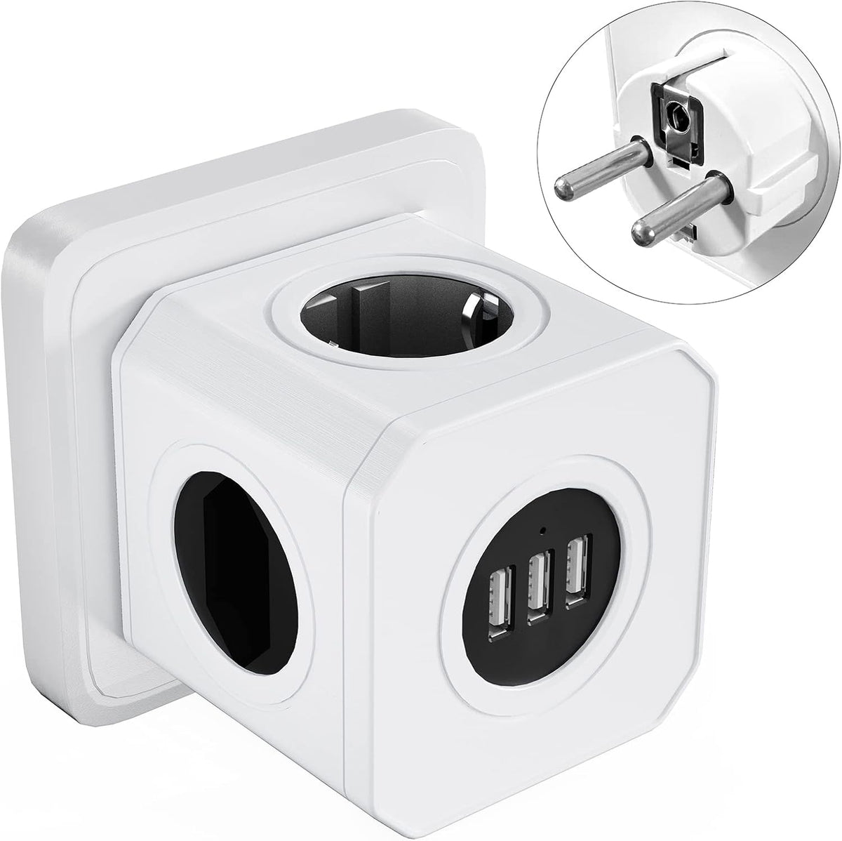 Multipresa Cube 4-Way Power Strip Cube with 3 USB Ports