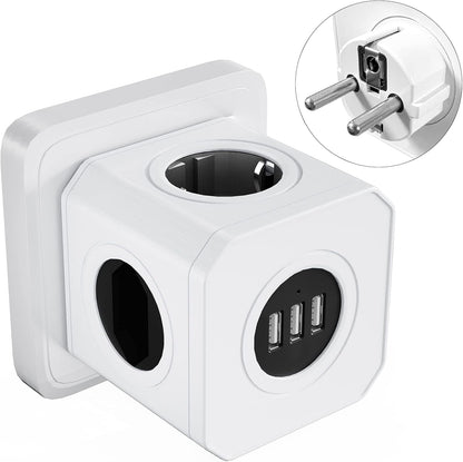 Multipresa Cube 4-Way Power Strip Cube with 3 USB Ports