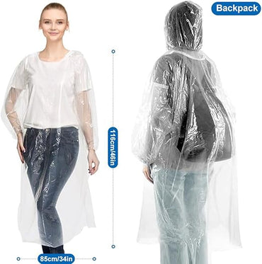 Odspter 3-Piece Disposable Waterproof Adult Raincoat with Hood – One Size