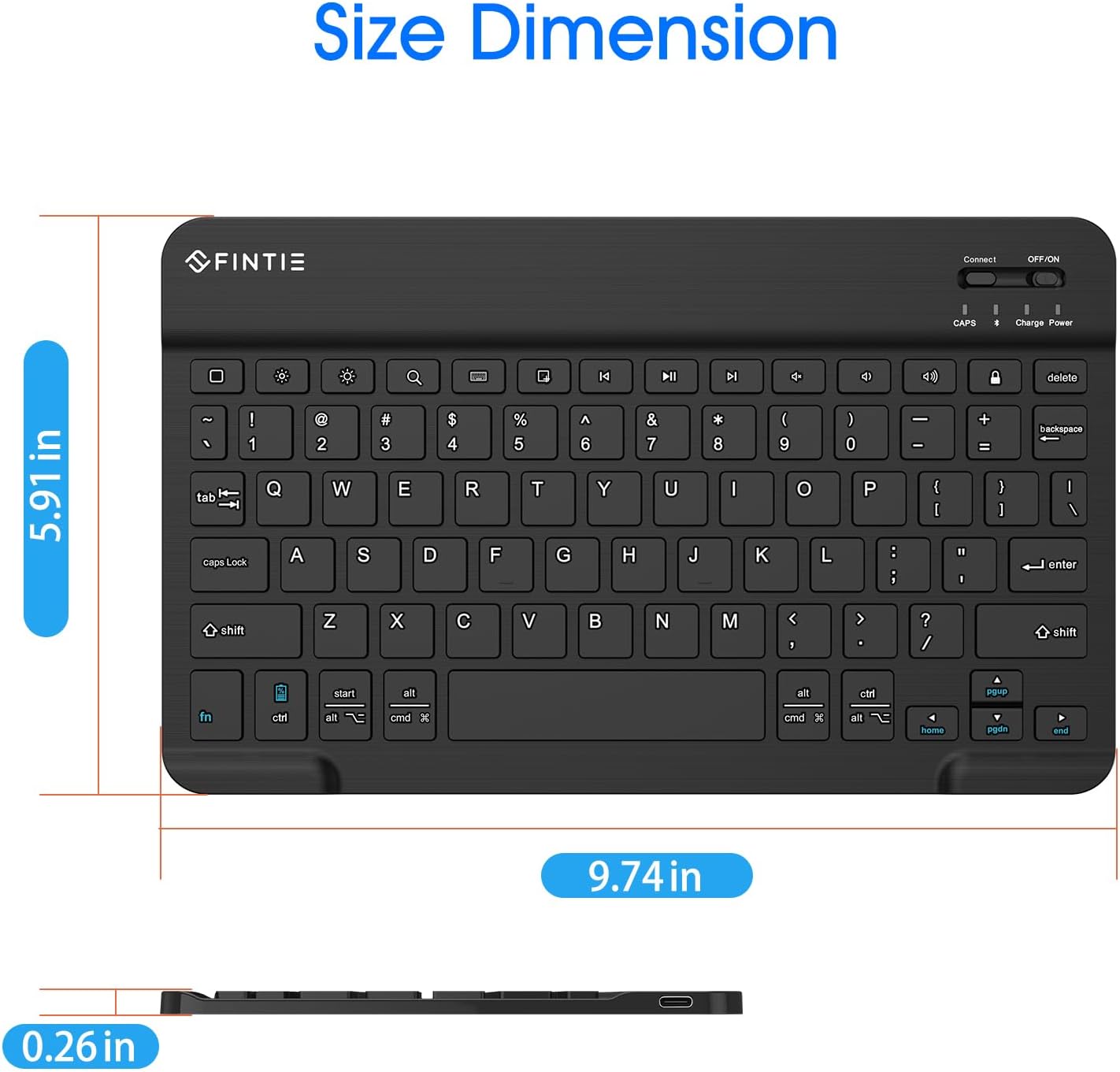 Fintie Ultra-Thin 10-Inch Bluetooth Keyboard for iPad & Android