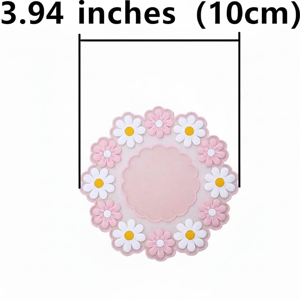 Xeahung Flower Silicone Coasters Set 4 Pack Pink