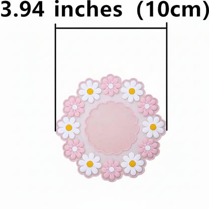 Xeahung Flower Silicone Coasters Set 4 Pack Pink