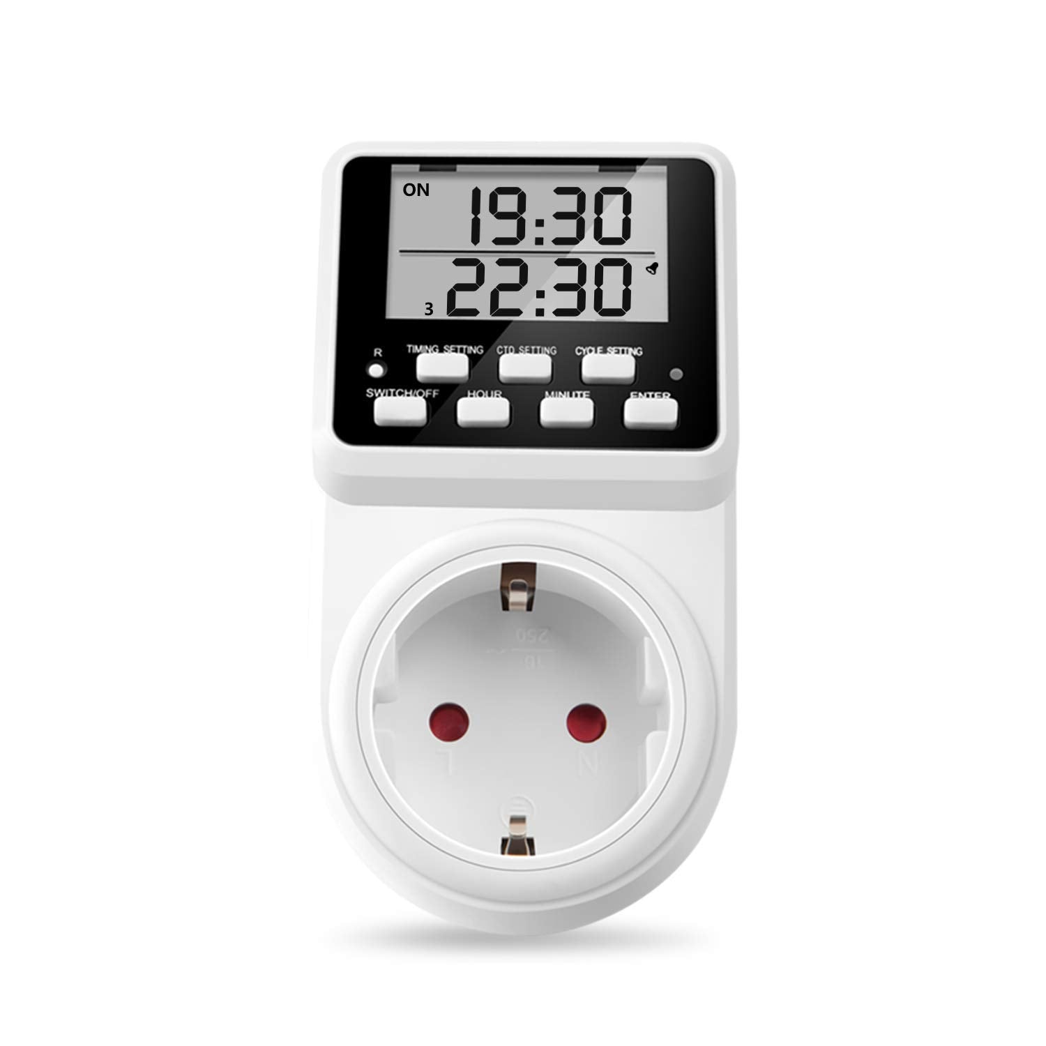 NOVKIT Digital Interval Timer Socket with 3 Programs and Countdown