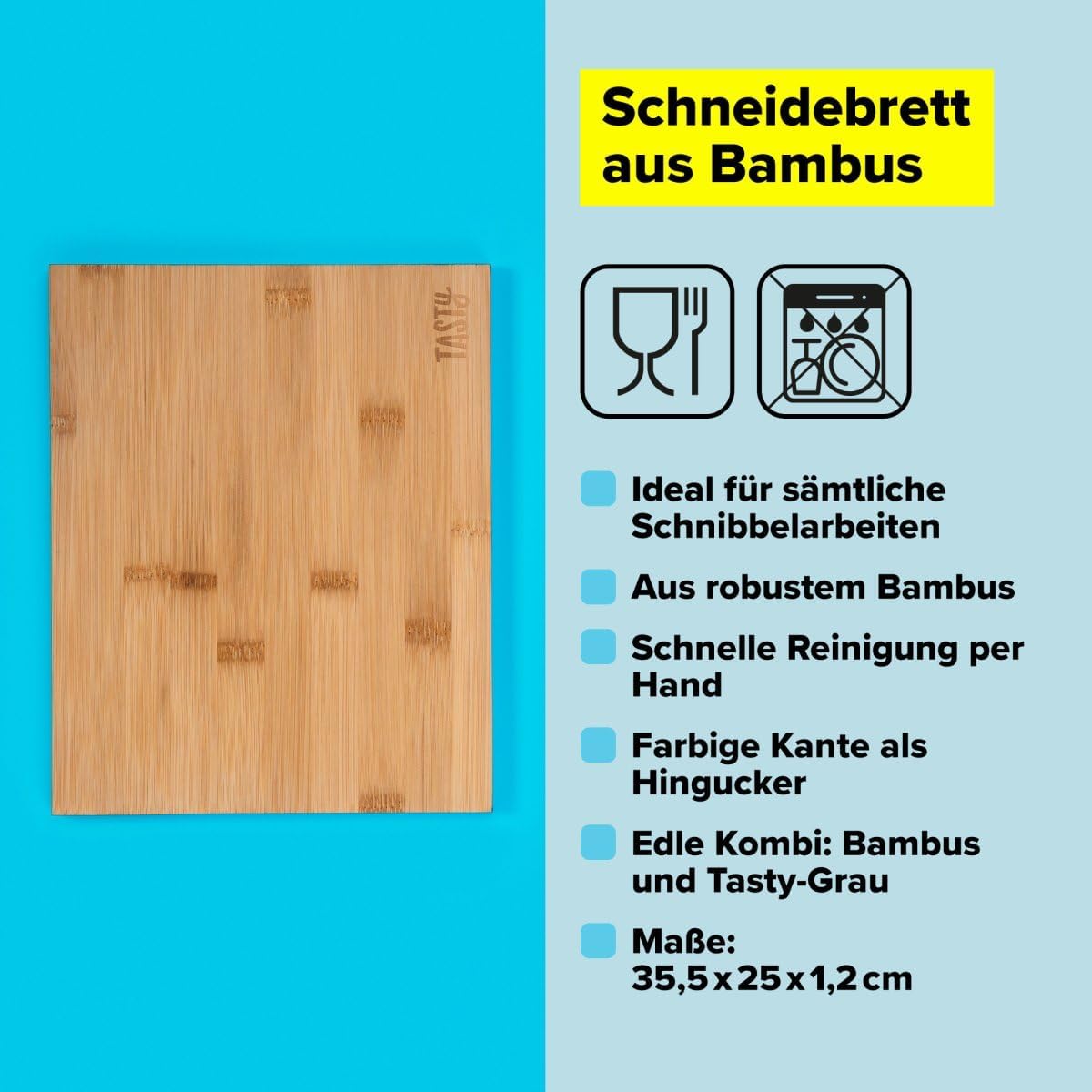 Tasty Bamboo Cutting Board 35.5x25x1.2 cm Brown & Grey