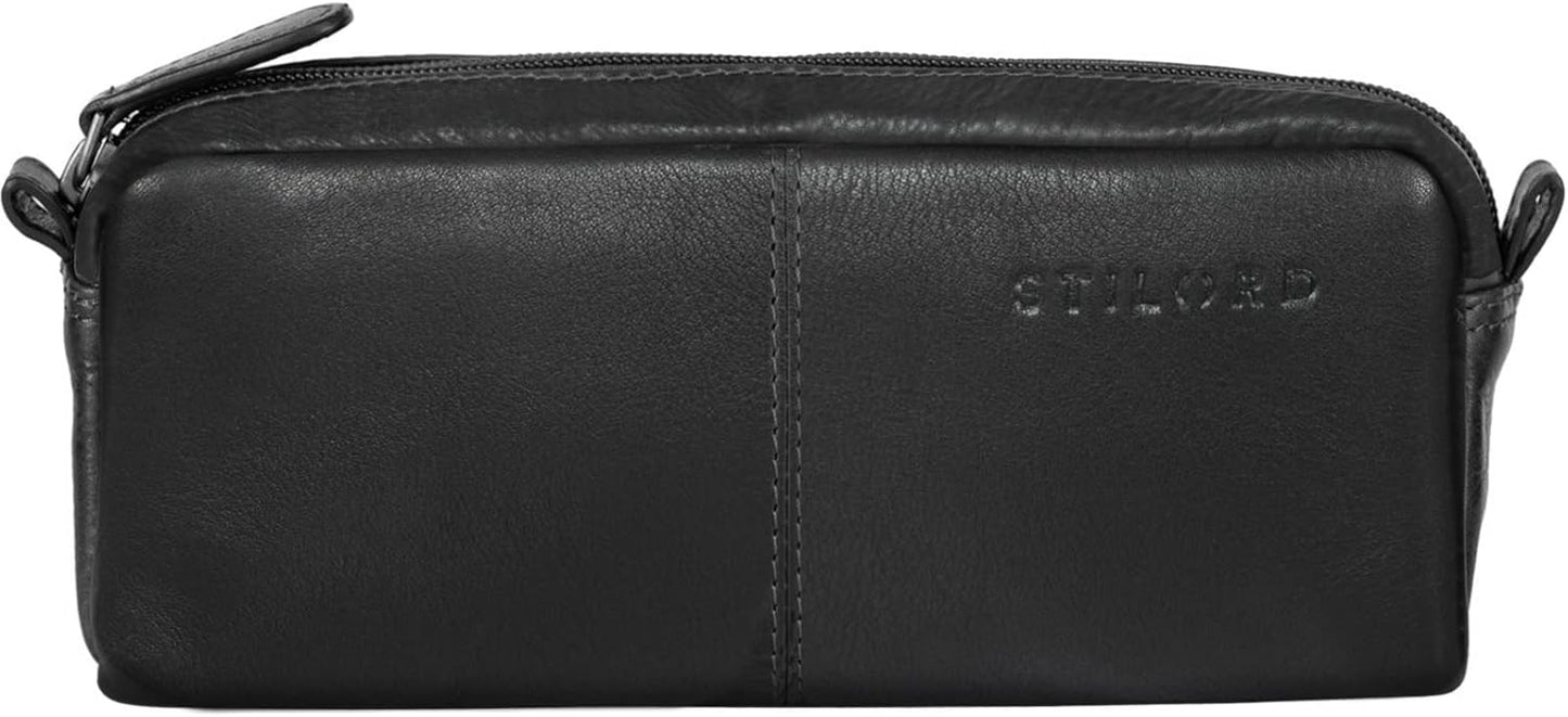 STILORD Spencer Vintage Leather Pen Case with Zipper